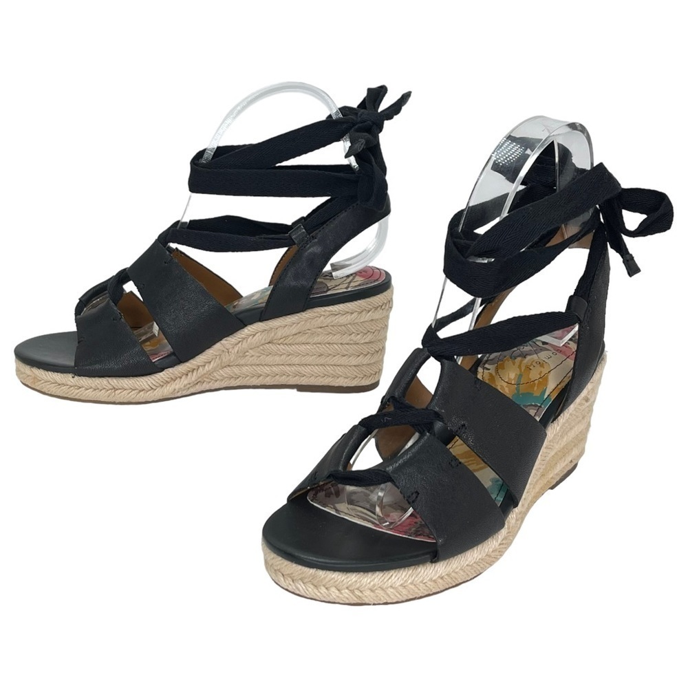 Patricia Nash Riva Black Leather Tie Up Womens Espadrille Sandals Size 7.5M - Picture 10 of 14